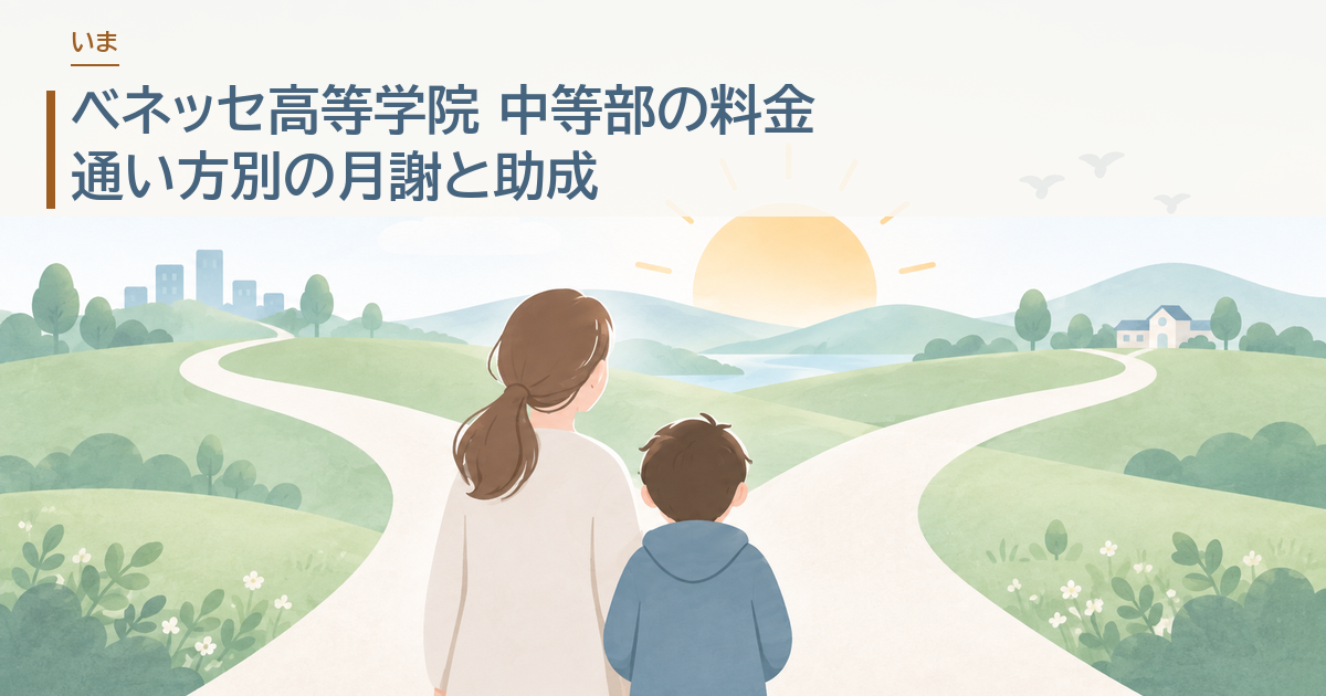 ベネッセ高等学院 中等部の料金。通い方別の月謝と助成